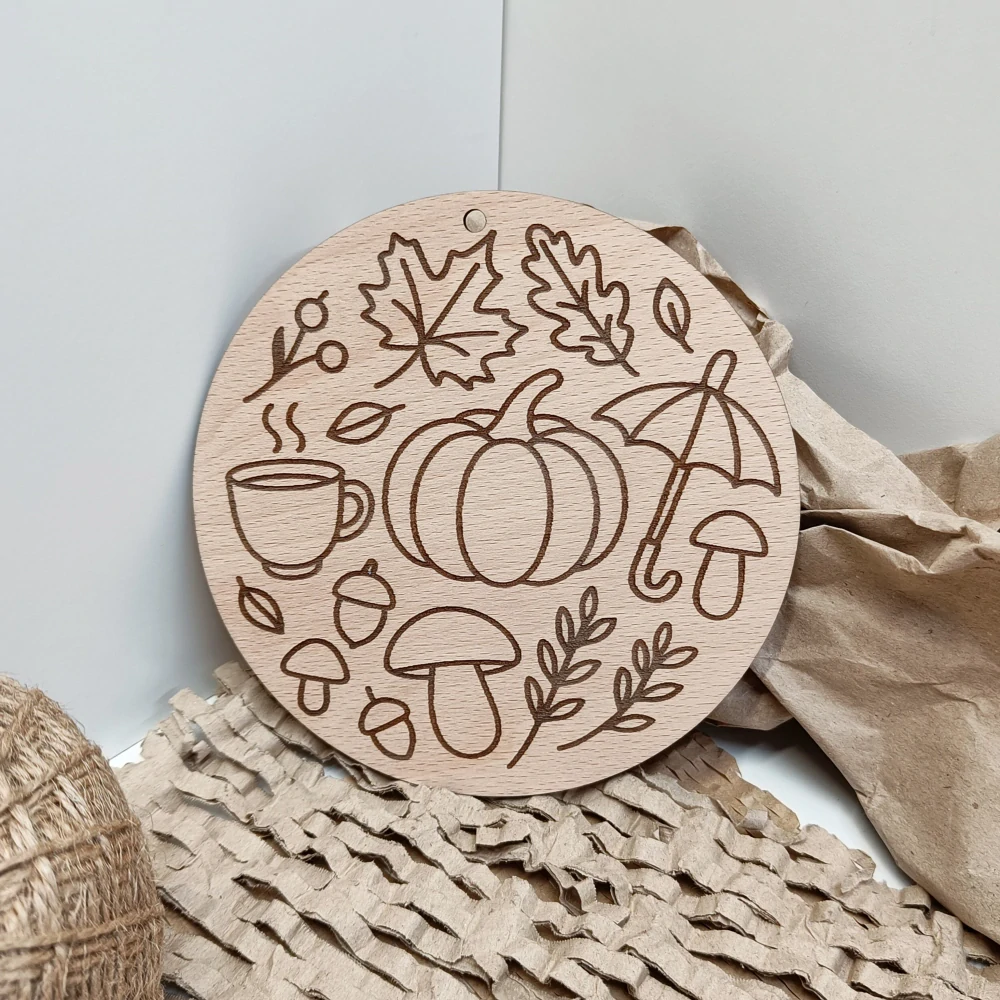 Dřevěný obrázek (omalovánky) - PODZIM, kruh 15cm