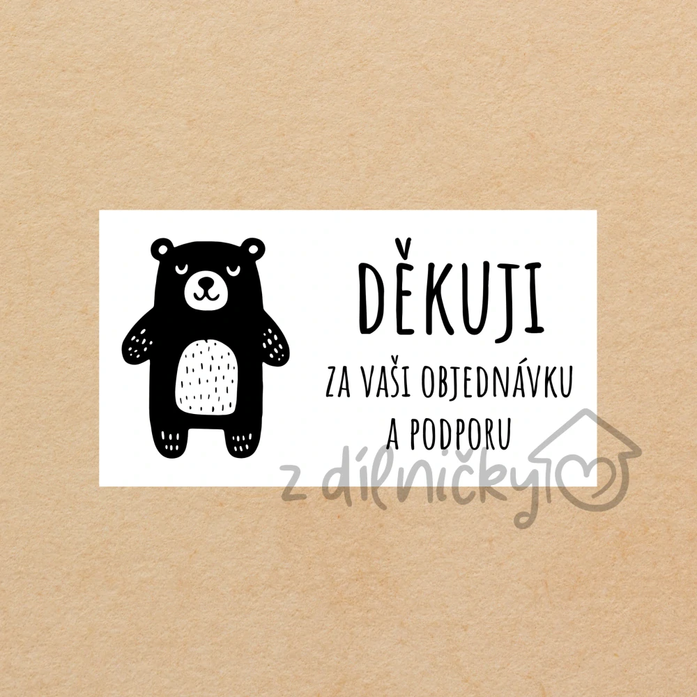 Děkovné kartičky 10ks - méďa, čb