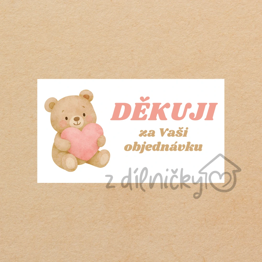 Děkovné kartičky 10ks - méďa se srdíčkem