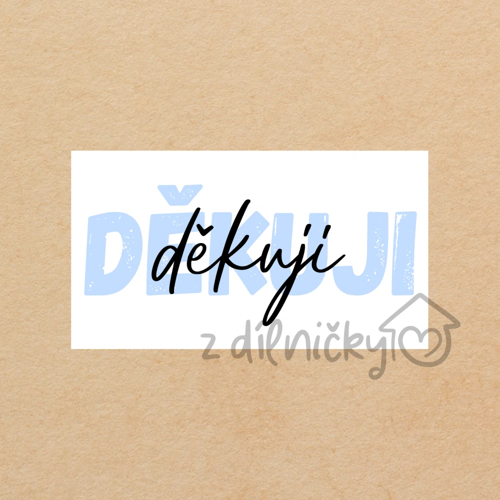Děkovné kartičky 10ks - 2x děkuji modrá