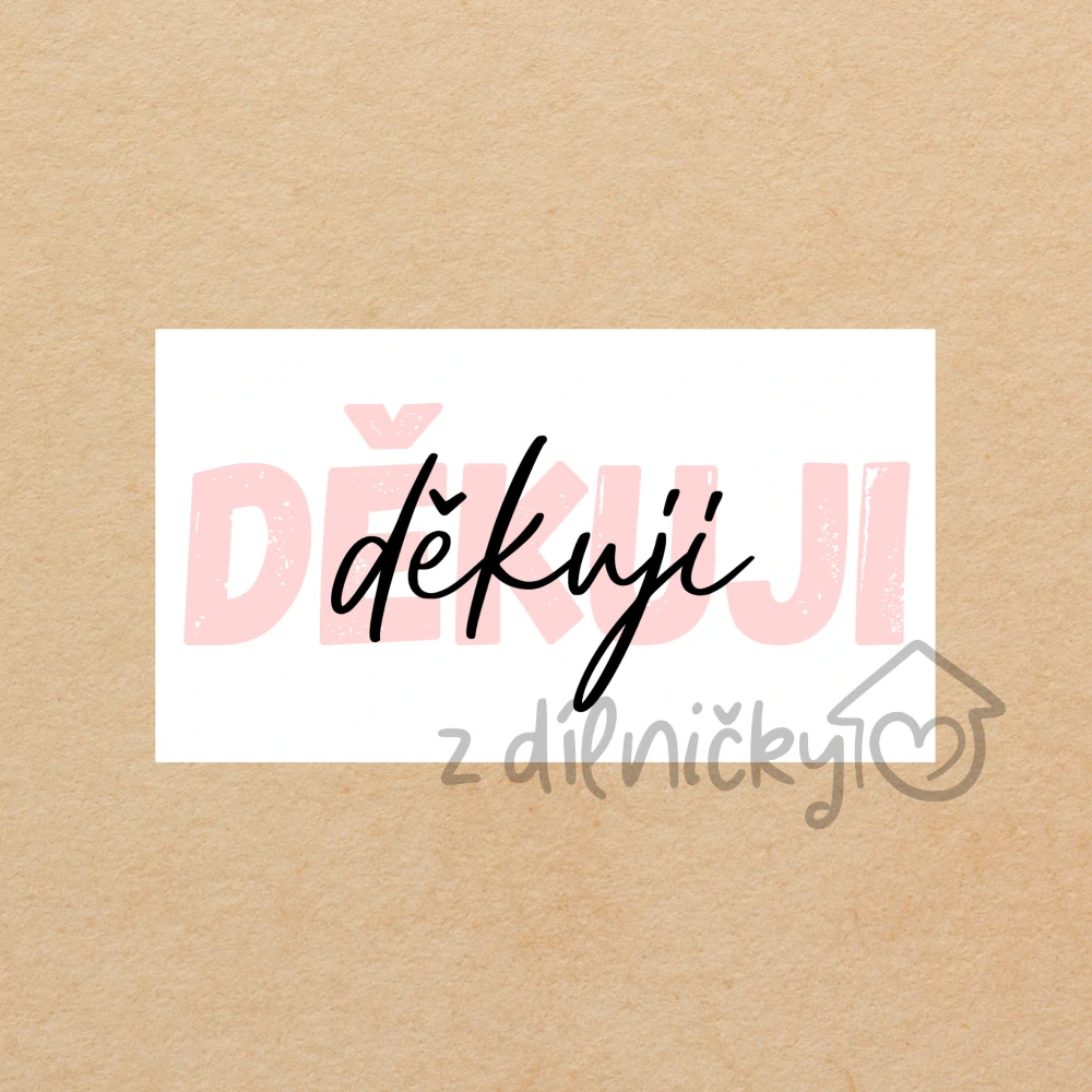 Děkovné kartičky 10ks - 2x děkuji růžová