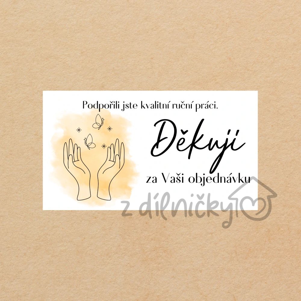 Děkovné kartičky 10ks - ruce motýlci, čb