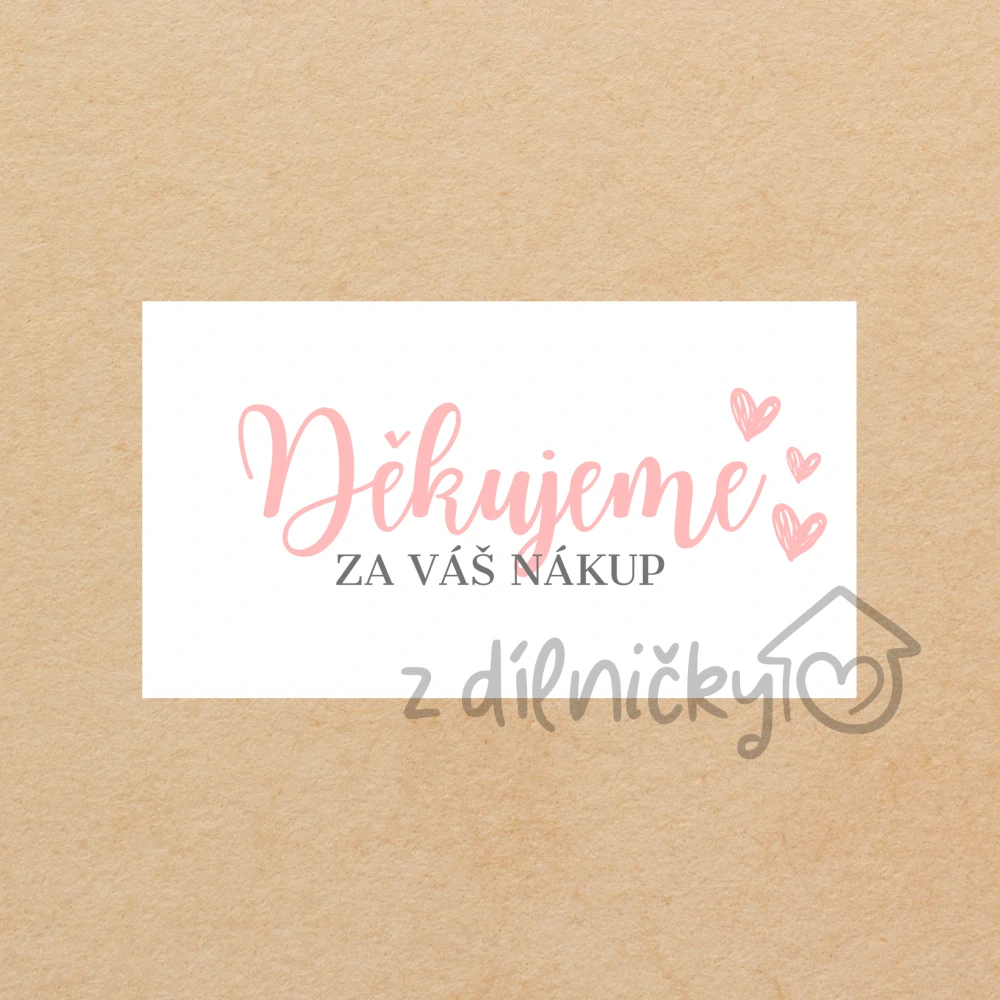 Děkovné kartičky 10ks - 3 srdíčka