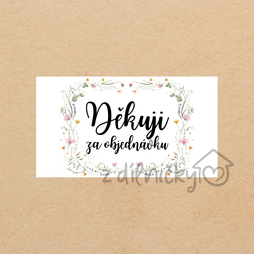 Děkovné kartičky 10ks - věnec květinky