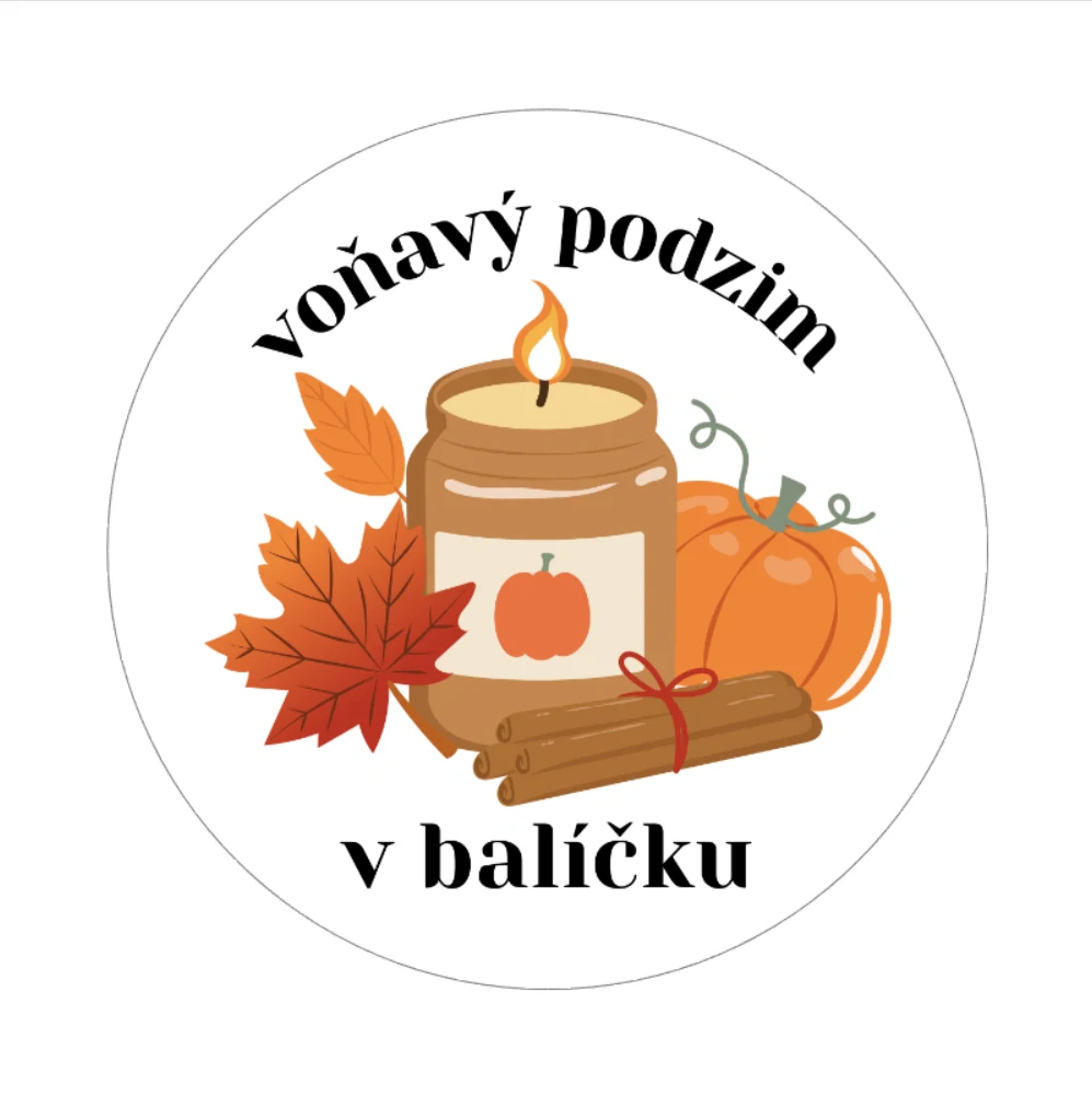 Samolepky - voňavý podzim, kruh 4cm (arch 20ks)