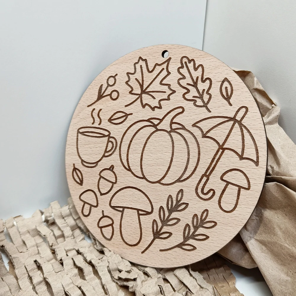 Dřevěný obrázek (omalovánky) - PODZIM, kruh 15cm