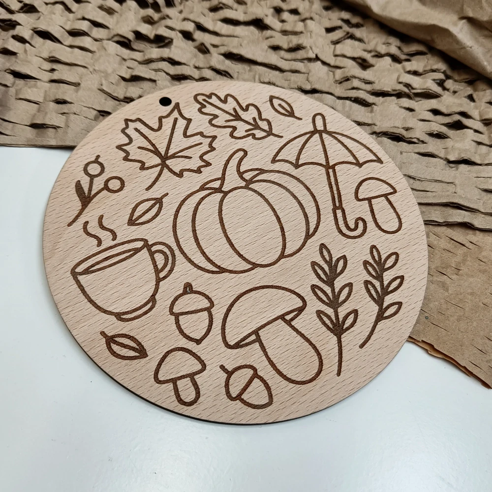 Dřevěný obrázek (omalovánky) - PODZIM, kruh 15cm
