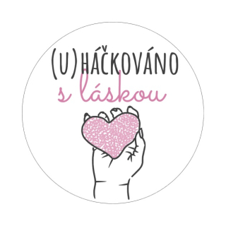Samolepky "(u)háčkováno s láskou" kruh 4cm (arch 20ks)