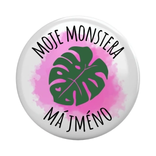 Placka - špendlík/magnet, 37mm - monstera
