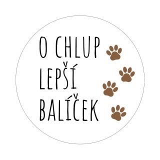 Samolepky "o chlup lepší balíček" kruh 4cm (arch 20ks)