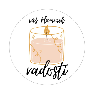 Samolepky "váš plamínek radosti", kruh 4cm (arch 20ks)