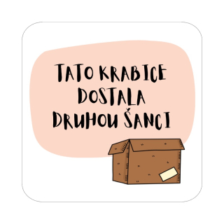 Samolepky "tato krabice dostala druhou šanci", 4x4cm (arch 20ks)