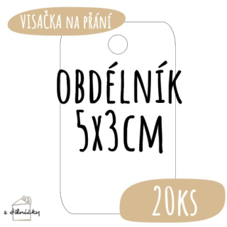Visačky na přání - obdélník KULATÉ ROHY - 5x3cm = 20ks