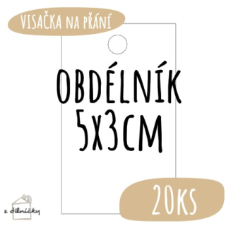 Visačky na přání - obdélník OSTRÉ ROHY - 5x3cm = 20ks