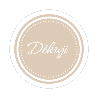 Samolepky "Děkuji" béžová, kruh 4cm (arch 20ks)
