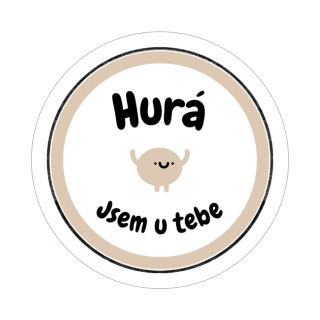 Samolepky "Hurá", kruh 4cm (arch 20ks)