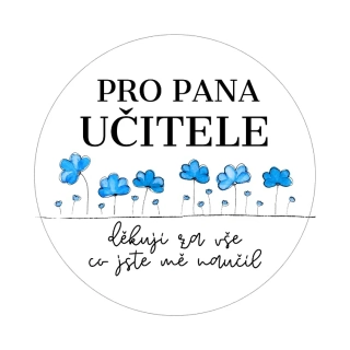 Samolepky - pro pana učitele "děkuji" květinky, kruh 4cm (arch 20ks)