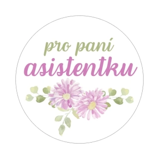 Samolepky - pro paní asistentku, růžové květiny, kruh 4cm (arch 20ks)