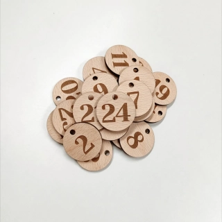 Dřevěná adventní čísla - kruh 4cm, 24ks