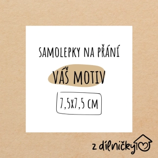ČTVEREC ostré rohy - 7,5x7,5cm (arch - 6ks samolepek)