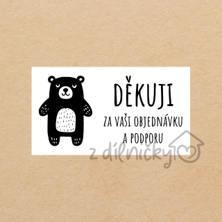 Děkovné kartičky 10ks - méďa, čb 