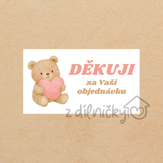 Děkovné kartičky 10ks - méďa se srdíčkem