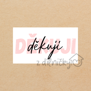 Děkovné kartičky 10ks - 2x děkuji růžová